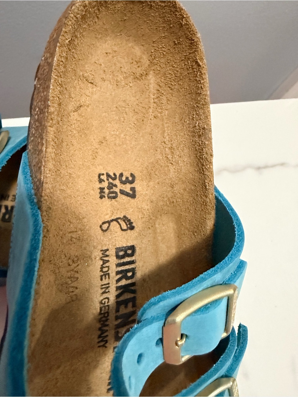 Birkenstock mayari 37 Blue Aqua Suede Crisscross Sandals with Buckles - Picture 2 of 6